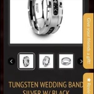 Tungsten Wedding Band - Silver with Black Accents